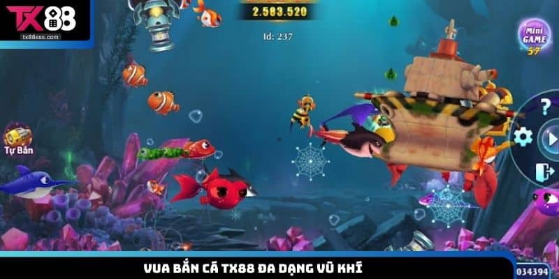 Vua bắn cá TX88 đa dạng vũ khí